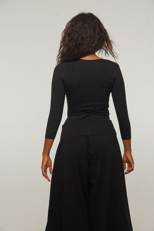 Asri Wide Leg Popper Pants in Black - Manners London