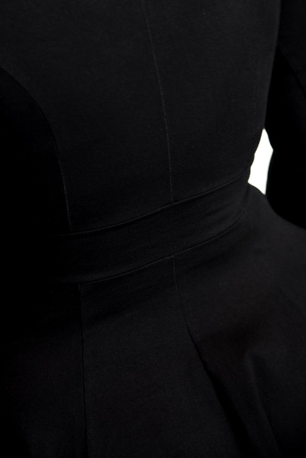 Asri Zip Dress Midi Long Sleeve Petite in Black LIMITED EDITION! - Manners London