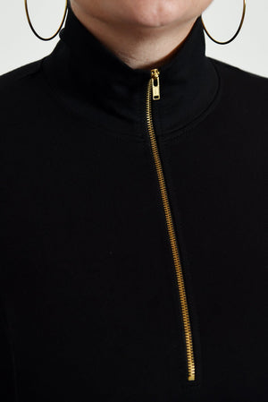 Asri Zip Dress Midi Long Sleeve Petite in Black LIMITED EDITION! - Manners London