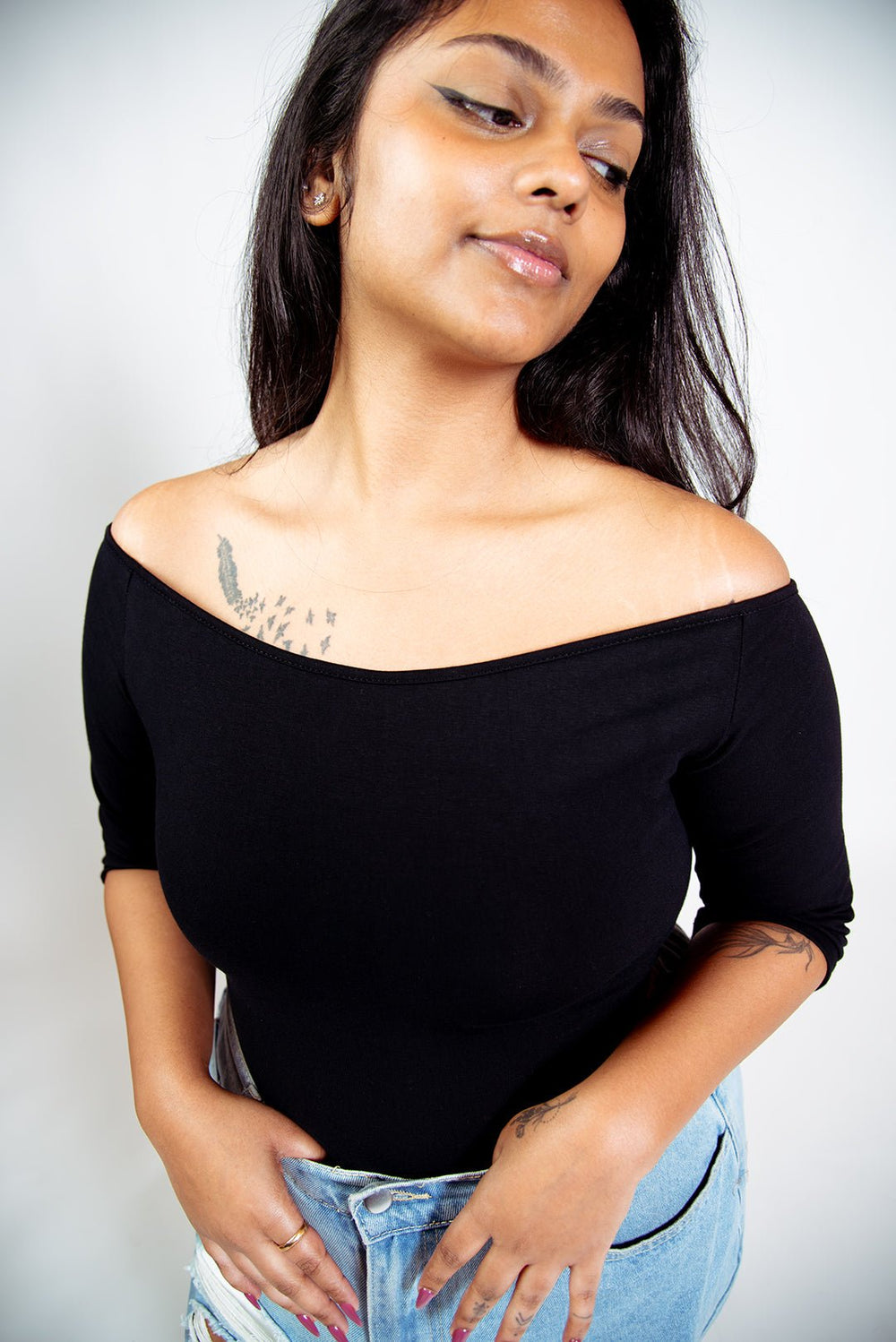 Bardot Full Length Top in Black - Manners London