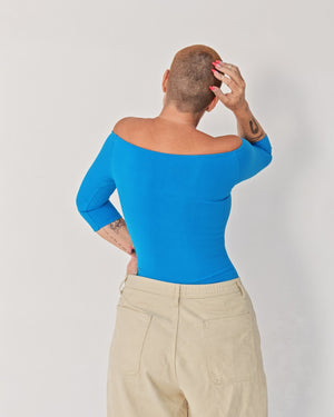 Bardot Full Length Top in Mediterranean Blue - Manners London