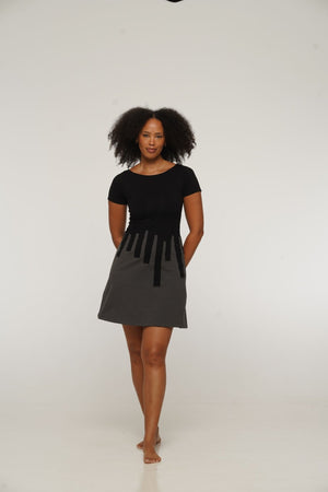 Bizi Mini Dress in Black/Grey - Manners London