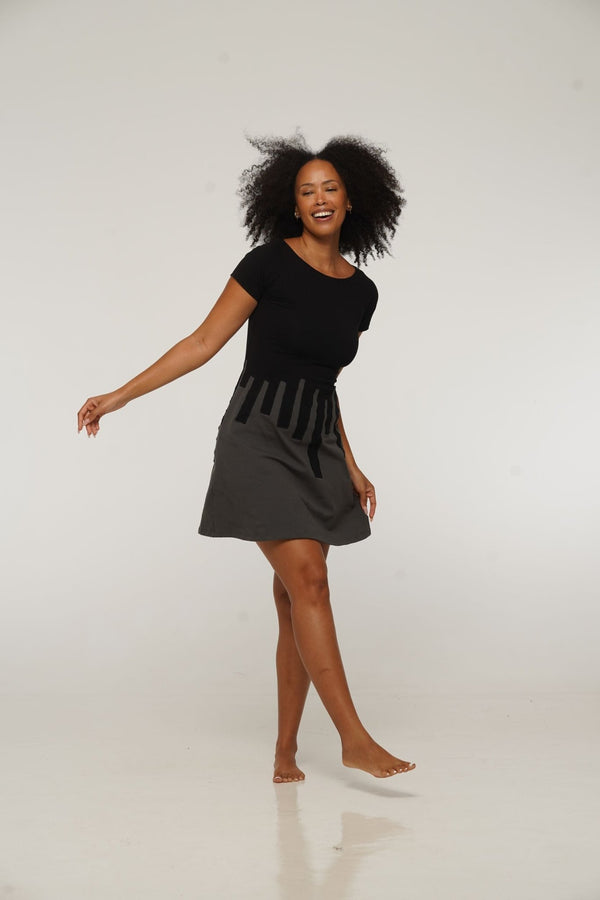 Bizi Mini Dress in Black/Grey - Manners London