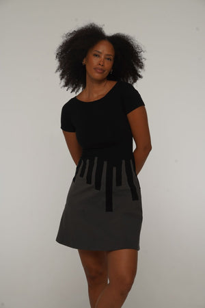 Bizi Mini Dress in Black/Grey - Manners London