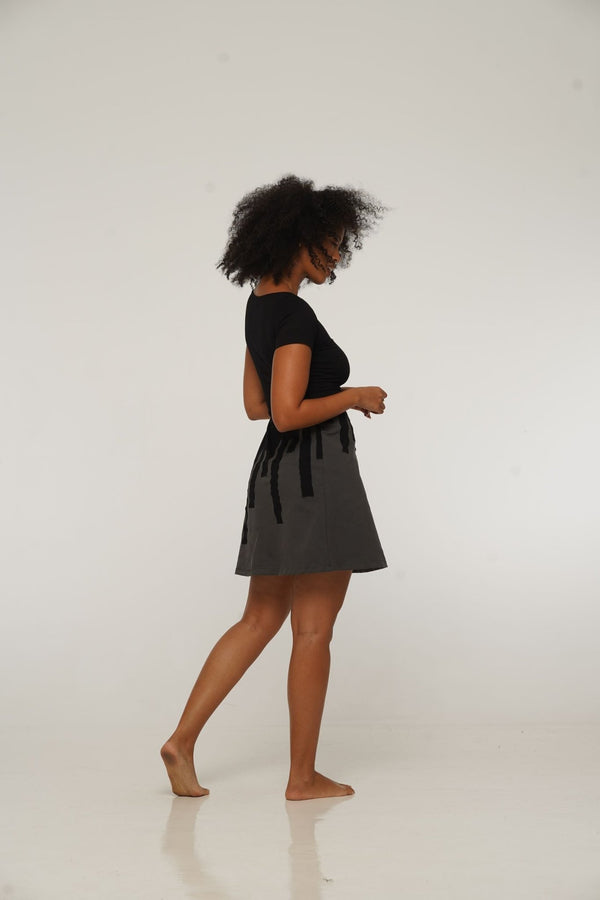Bizi Mini Dress in Black/Grey - Manners London