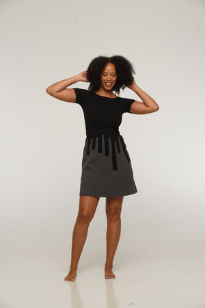Bizi Mini Dress in Black/Grey - Manners London