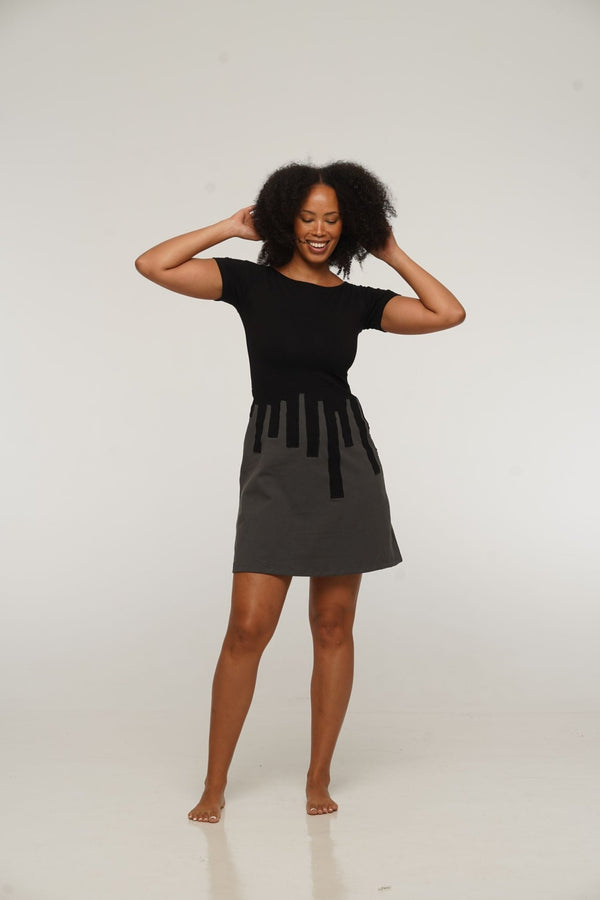 Bizi Mini Dress in Black/Grey - Manners London