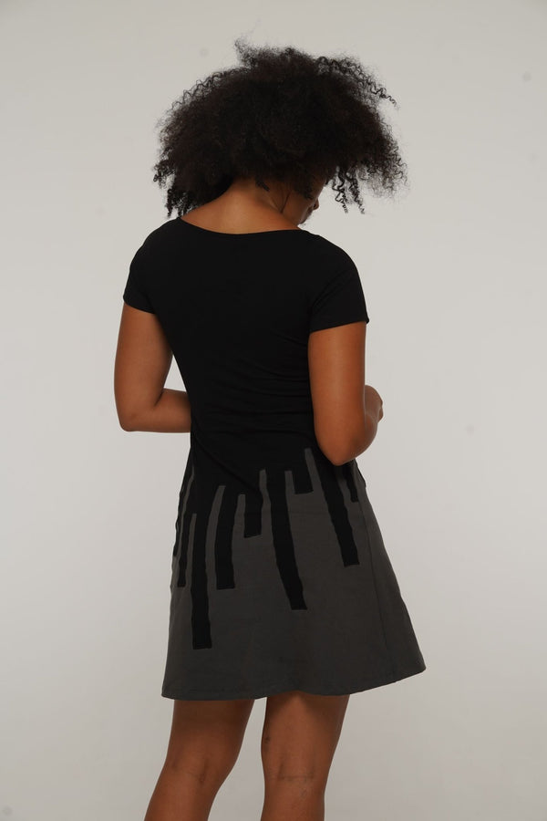 Bizi Mini Dress in Black/Grey - Manners London