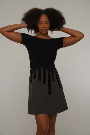 Bizi Mini Dress in Black/Grey - Manners London