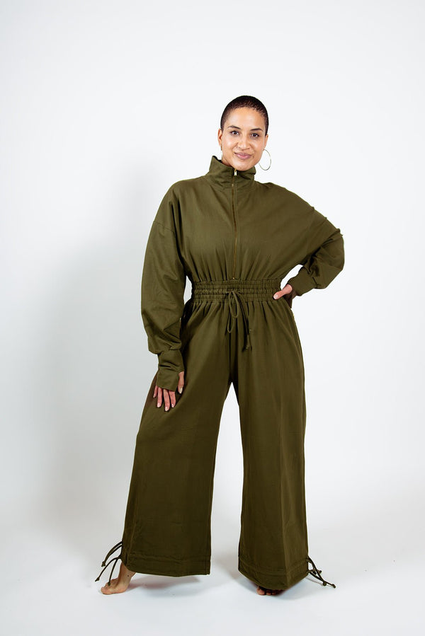 Boiler Suit Petite in Khaki Green - Manners London
