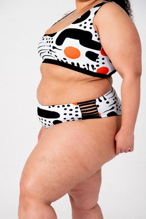 Cheeky Reversible High Waist Petite In Cuppa Print and Black - Manners London