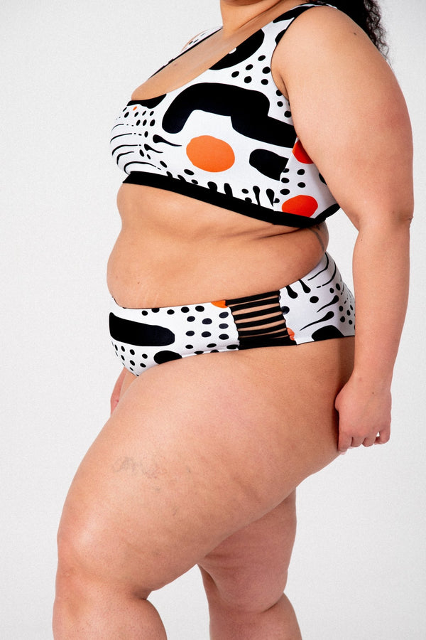 Cheeky Reversible High Waist Petite In Cuppa Print and Black - Manners London