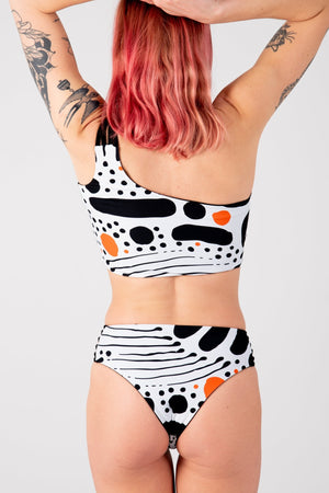 Cheeky Reversible High Waist Petite In Cuppa Print and Black - Manners London