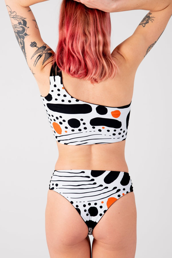 Cheeky Reversible High Waist Petite In Cuppa Print and Black - Manners London