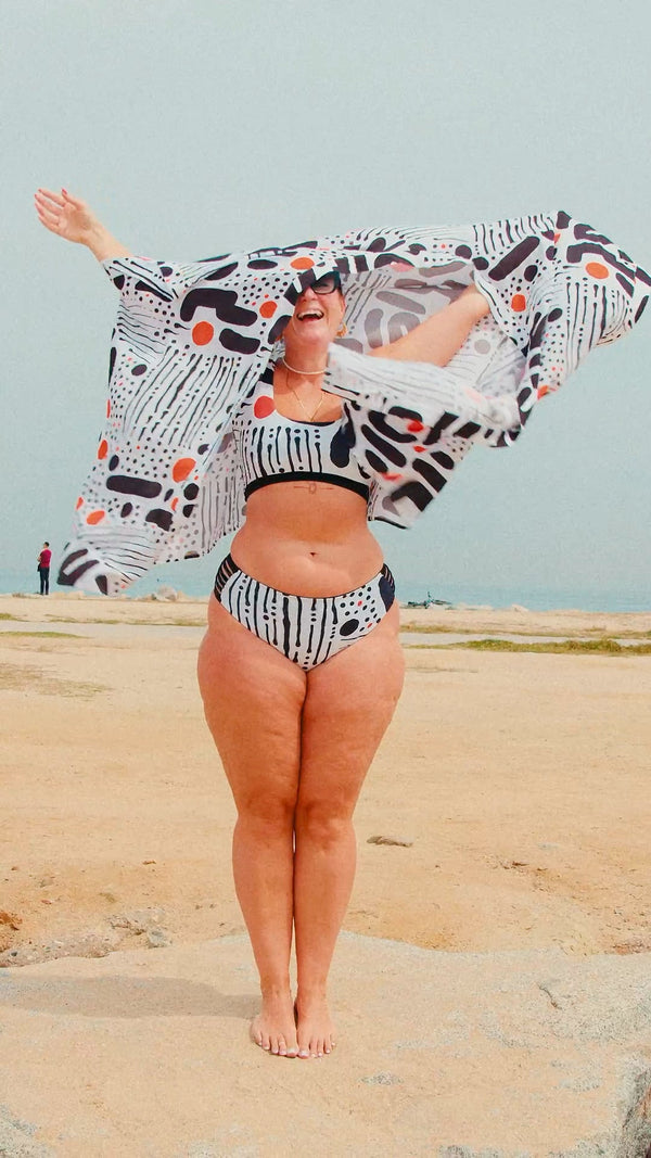 Cheeky Reversible High Waist Petite In Cuppa Print and Black - Manners London