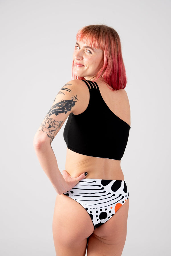 Cheeky Reversible High Waist Petite In Cuppa Print and Black - Manners London