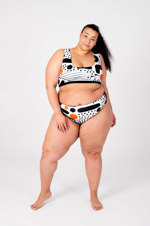 Cheeky Reversible High Waist Petite In Cuppa Print and Black - Manners London