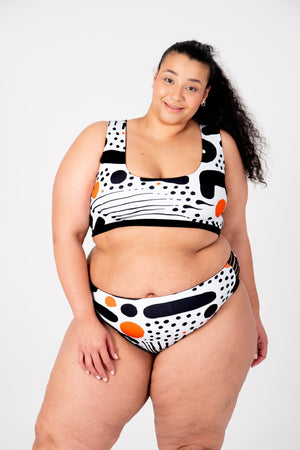 Cheeky Reversible High Waist Petite In Cuppa Print and Black - Manners London