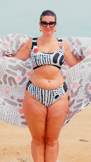 Cheeky Reversible High Waist Petite In Cuppa Print and Black - Manners London