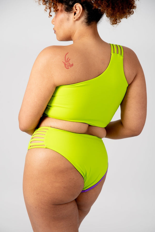 Cheeky Reversible High Waist Petite In Grape and Apple Sours - Manners London