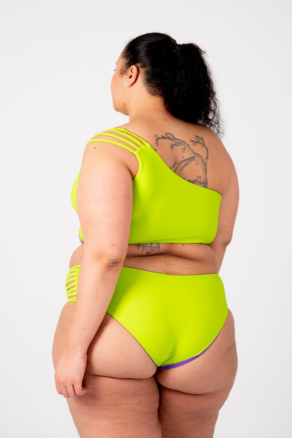 Cheeky Reversible High Waist Petite In Grape and Apple Sours - Manners London