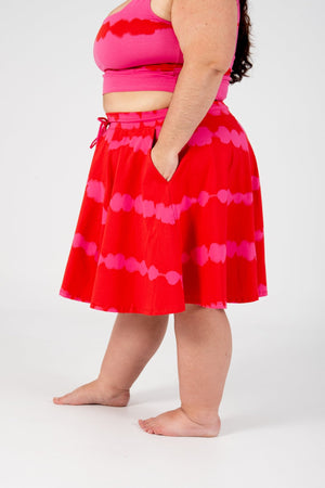 Circle Mini Skirt in Blot Red - Manners London