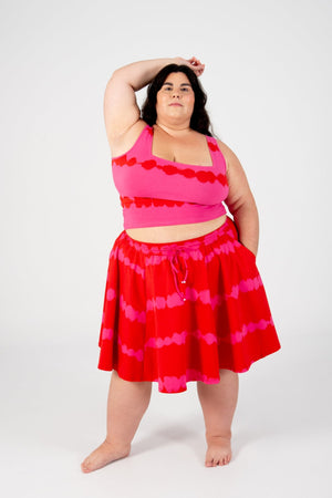 Circle Mini Skirt in Blot Red - Manners London