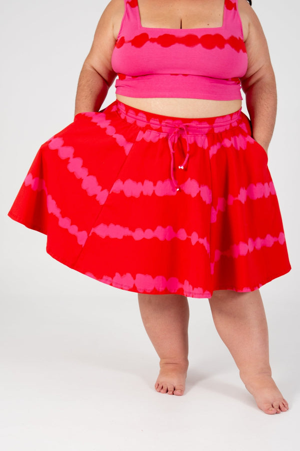 Circle Mini Skirt in Blot Red - Manners London