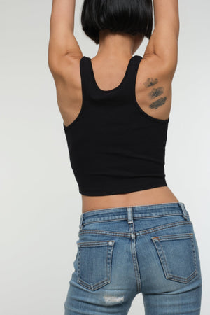 CORE CROP 5 PACK: Crop Vest / Scoop Crop Vest / EKA Racer crop/ Iza Crop Vest / Shinni Neck crop in Black - Manners London