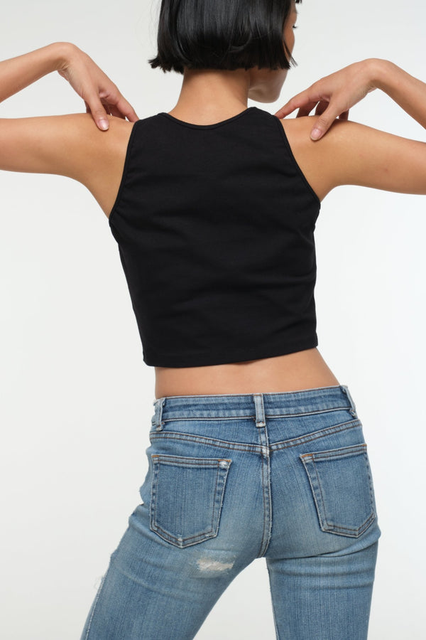 CORE CROP 5 PACK: Crop Vest / Scoop Crop Vest / EKA Racer crop/ Iza Crop Vest / Shinni Neck crop in Black - Manners London
