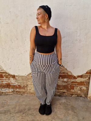 Corset Panelled Mid Crop Top in Black - Manners London