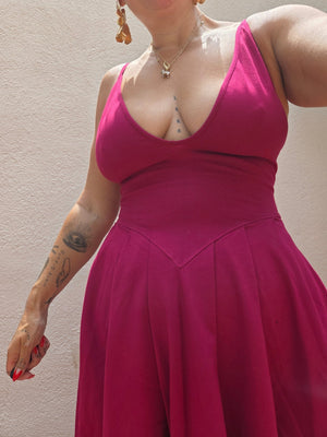 Corset Puff Maxi Dress Petite (with pockets) in Pinky-Purply - Manners London