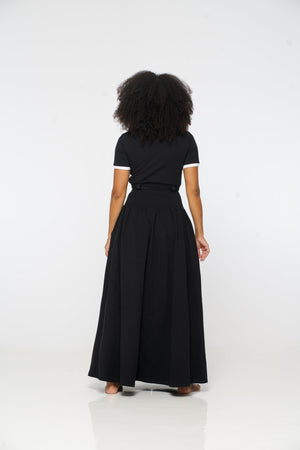 Corset Puff Maxi Skirt in Black - Manners London