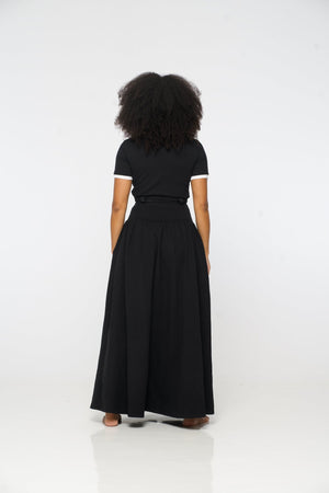 Corset Puff Maxi Skirt in Black - Manners London