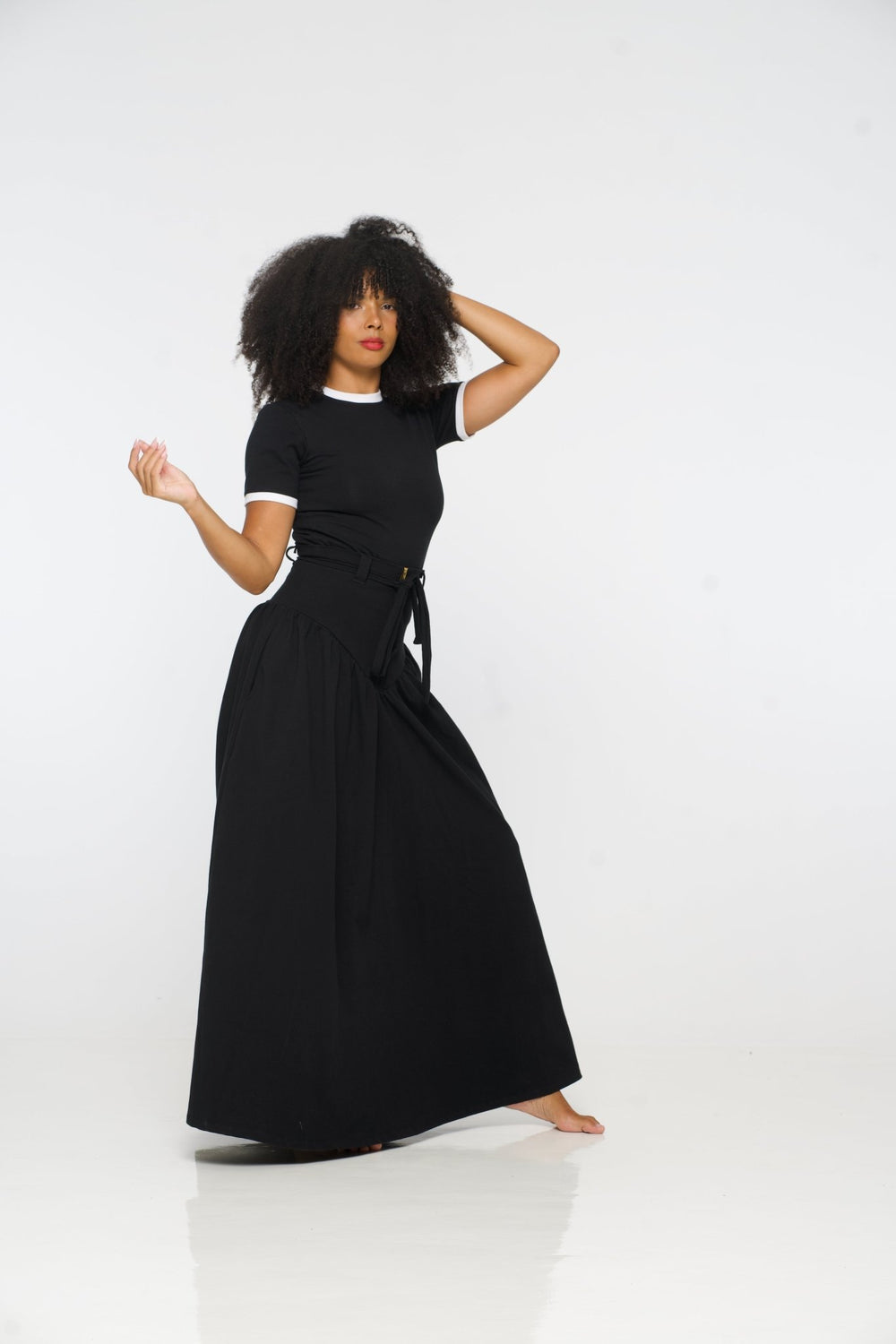 Corset Puff Maxi Skirt in Black - Manners London