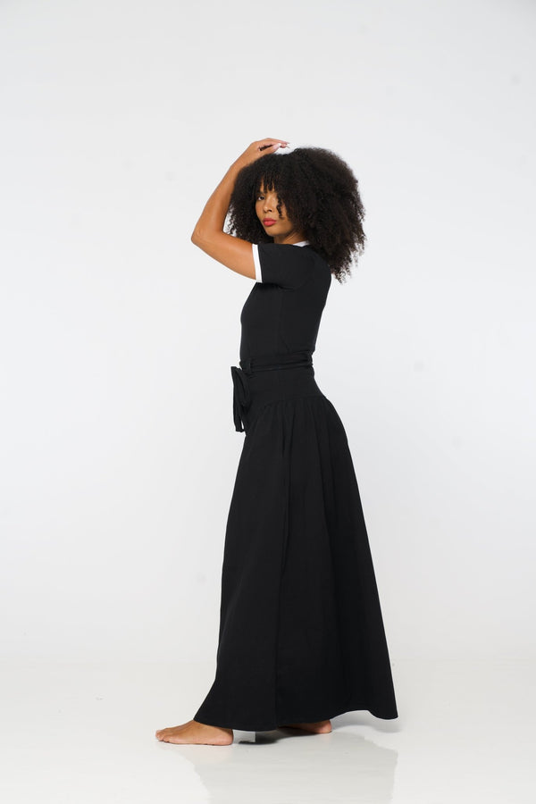 Corset Puff Maxi Skirt in Black - Manners London