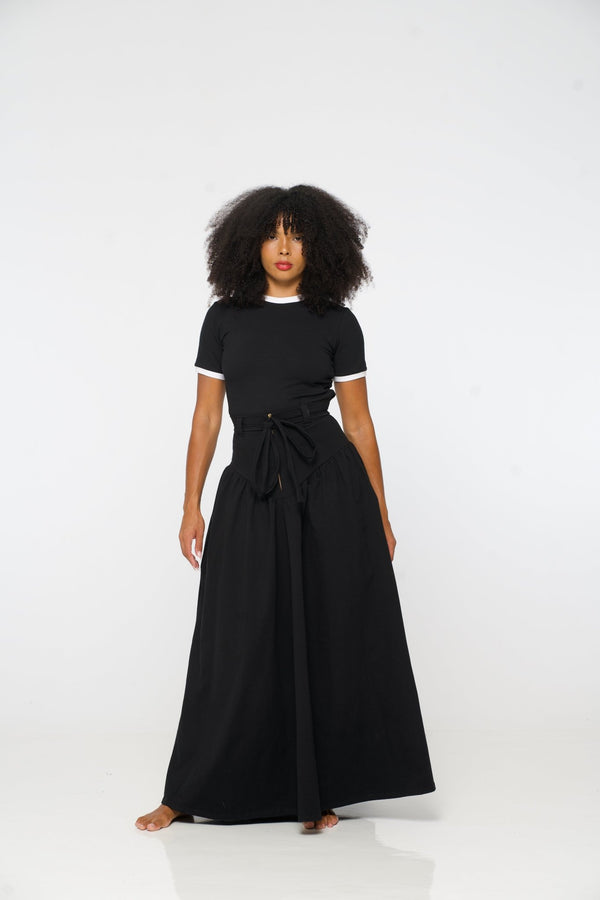 Corset Puff Maxi Skirt in Black - Manners London