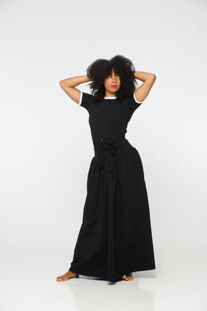 Corset Puff Maxi Skirt in Black - Manners London