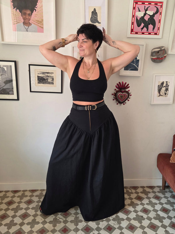 Corset Puff Maxi Skirt in Black - Manners London