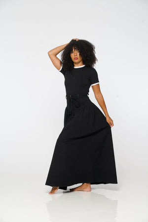 Corset Puff Maxi Skirt in Black - Manners London