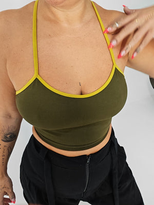 CROP VEST 3 PACK in Khaki Green/moss , Flame/lime and Leopard print/black - Manners London