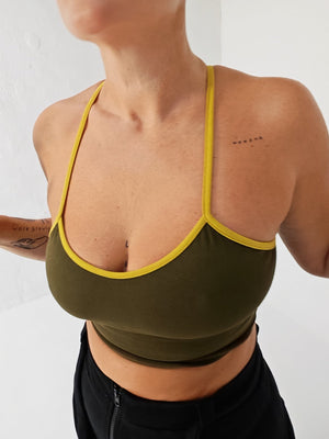 CROP VEST 3 PACK in Khaki Green/moss , Flame/lime and Leopard print/black - Manners London