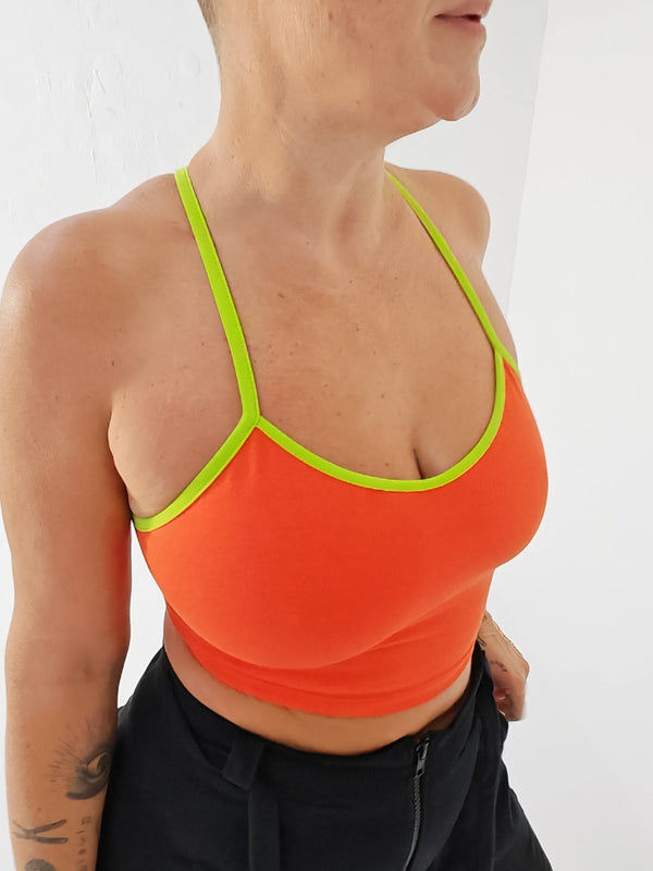 CROP VEST 3 PACK in Khaki Green/moss , Flame/lime and Leopard print/black - Manners London