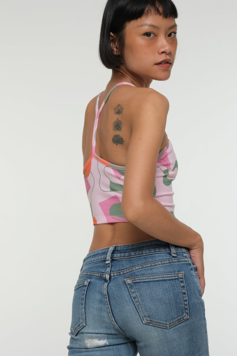 CROP VEST 3 PACK in Tangerine, Forbidden Fruit print and Grass Green/Lime - Manners London