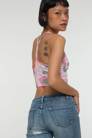 CROP VEST 3 PACK in Tangerine, Forbidden Fruit print and Grass Green/Lime - Manners London