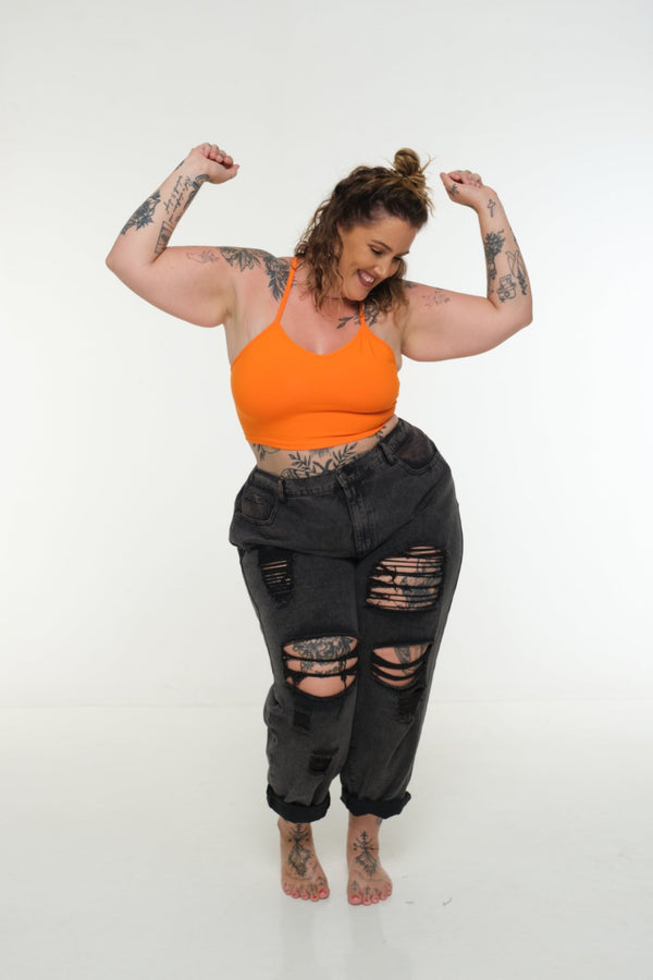 CROP VEST 3 PACK in Tangerine, Forbidden Fruit print and Grass Green/Lime - Manners London