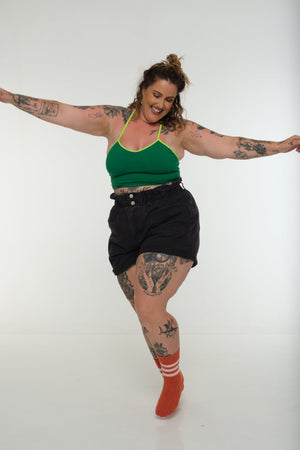 CROP VEST 3 PACK in Tangerine, Forbidden Fruit print and Grass Green/Lime - Manners London