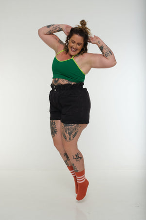 CROP VEST 3 PACK in Tangerine, Forbidden Fruit print and Grass Green/Lime - Manners London