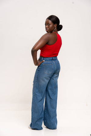 EKA Racer Crop in Pomegranate Red - Manners London