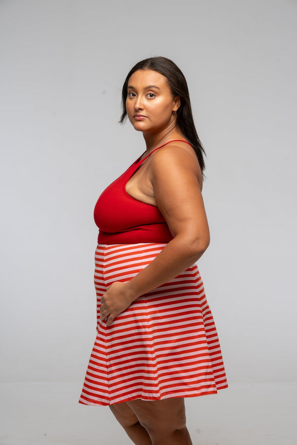 EKA Racer Full Length Top in Pomegranate Red - Manners London